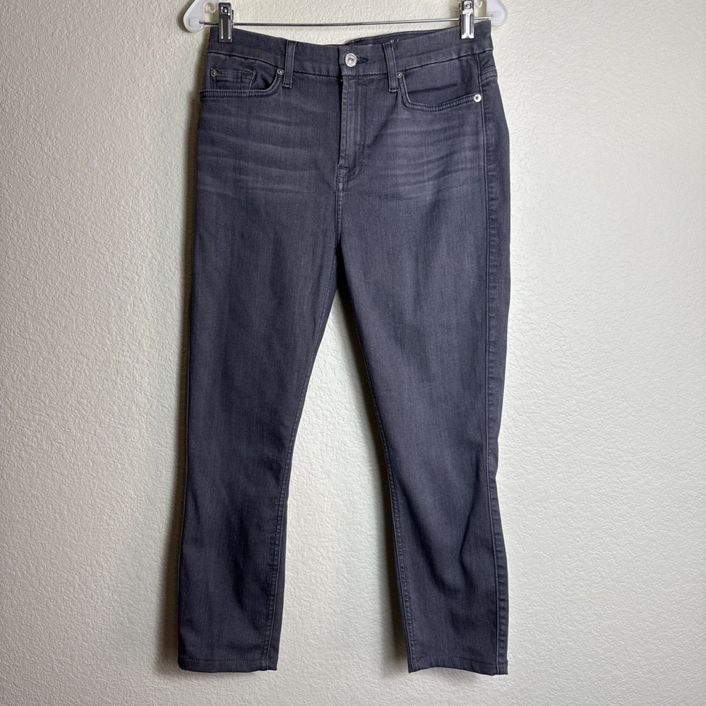 7 For All Mankind Jeans Womens 30 High Rise Crop Skinny Stretch Gray Denim Slim